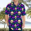 Chemises décontractées pour hommes Crâne 3D Purple Beach Hawaiian 2022 Été Hommes Chemise à manches courtes Streetwear surdimensionné 5XL Camisa Social Chemise Homme-6
