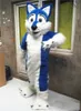 2022 Halloween longue fourrure bleu Husky chien mascotte costume personnage de dessin animé carnaval festival déguisement noël adultes taille fête d'anniversaire tenue en plein air