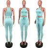 Women's Two Piece Pants Summer 2 Set Women Fashion Casual Sleeveless Vest High-waisted Skinny Suit Matching Sets Tracksuit OutfitsWomen's