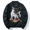 Bomberjacka broderi Mens Wolf Air Force Pilot Jacket Male Spring Handeball Jacket Motorcykelrock Hip Hop Streetwear T220816