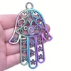 Hänghalsband Etniska Big Flower Mönsterkontakt Steampunk Gear Heart Wing Fatima Hand för Vintage Keychain Jewelry Makingpendant