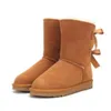 Venta caliente Aus 3280 2 botas de nieve para mujer con arco mantener la bota caliente Piel de vaca Piel de oveja Botas de piel de felpa bolsa para polvo tarjeta regalo de navidad fino de calidad superior Transbordo gratuito