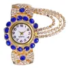 Zegarek na rękę wielokolorową luksusową bransoletki dla kobiet z kryształową analogową analogową sukienką kwarcową sukienkę prezent hect22