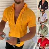 Summer Beach Mens Hooded Short Sleeve Shirts With Zipper Casual Homme Slim Fit T Shirts For Man Streetwear Solid Color Blouse 220607