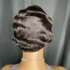 ブラジルのショートピクシーカットウィッグヒューマンヘアウィッグ本当にかわいい指の波の黒人女性のためのフルマシンメイドウィッグ