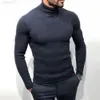 Männer Pullover Elastische Grundlegende Hohe Kragen Gestrickte Langarm Weiche Herbst Winter männer Pullover Casual Pullover L220801