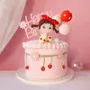 Andere festliche Party liefert rosa Prinzessin Girl Strawberry Decoration Air Ballon Hochzeitsstar Happy Birthday Cake Topper Back Liebes Geschenk