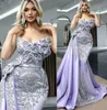 2022 Plus Size Arabic Aso Ebi Lavender Mermaid Luxurious Prom Dresses Lace Pärled Evening Formal Party Second Reception Birthday Engagement Gowns Dress ZJ214