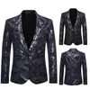 Abiti da uomo Blazer Uomo Fashion Style Abiti floreali Blazer Casual Glossy Stamping Stampato a un bottone Giacca da uomo slim fit da sposa 220826