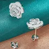 925 orecchini con borchie con fiori di rosa in argento sterling per donna di fidanzamento del matrimonio di moda