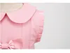 Baby Mädchen Prinzessin Kleider Sommer Kinder Umlegekragen Kleid mit Schleife Kinder Rosa Kurzarm Röcke Kinderrock 3-8 Jahre