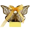 10pcs Laser Cut Hollow Chocolate Candy Box Gold Butterfly Packaging Boxes Wholesale with Ribbons Wedding Party Favors Wrapping 220427