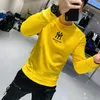 Inverno Nuovo Autunno Coreano Bello Felpe con cappuccio da uomo Semplice Grande marchio Logo Ricamo Design Pullover Casual Cotone Giovane Maglione girocollo Giallo Blu Nero Bianco M-4XL