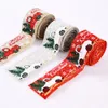 Revestimientos de coronas de cintas de arpillera impresa en Navidad para envoltura de regalos decoración de Navidad 3 colores