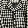 Женские куртки Houndstooth Vintage Tweed Jupet Pave Spring и осенняя модная высокая улица черная шерстяная шерстя