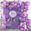 Purple Balloon Garland Arch Kit Rose Gold Latex Balloon Wedding Birthday Party Decor Kids Baby Shower Girl Decor Supplies 220523