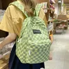 Fashion Plaid Women Backpack Bookbags Book Bags College Waterproof Nylon School Borse Kawaii Girl Travel Occiglia Mochila