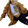 Kvinnors hoodies tröjor Kvinnor Lossa stil kappa kvinnliga tröja zip hoodie harajuku fast färg casual jacka med fickor vårfal