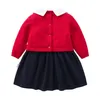 Girl's Dresses Cocapsol Girls' Dress Children's Knitted Skirt Spring New Baby Woolen Skirt Western Style Fake Two Pieces Women's