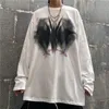 Harajuku Oversize Mannen Lange Mouw T-Shirt Gothic Zwarte Stijl Retro Ulzzang Gezellige Casual Streetwear Baggy Losse Hip Hop BF Tops 220708
