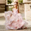 Bajeczna drukowana suknia balowa sukienki z dziewczyną na ślub Sheer Jewel Neck Surped Suknie