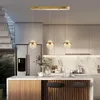 Lâmpadas pendentes Luzes de cristal de ouro para a ilha da ilha de cozinha Ball Light Light Nórdico Bedroom Hall Living Dining LoftPenda