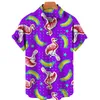 Camisas de vestido masculinas Camisa unissex de verão Hawaii Diversão e soltas homens tridimensionais frutas de abacaxi melancia de manga curta da moda