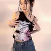 Black Punk Graphic Gothic Top Women Harajuku Emo Alt Baby Tee Camis Crop Tank Dark Aesthetic Fairy Grunge Vestiti alternativi 220316