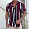 Hawaii heren shirt multicolor strepen losse korte mouw casual knoppen polyester strand casual shirt camisas para hombre m-3xl l220704