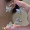 Metal zirkon kelebek manşet küpe kadınlar sevimli kelebek kulak klip altın gümüş moda takı hediye partisi için