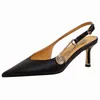 Ladies Stiletto Sandals Wczesną wiosną Nowy styl V-Mouth Mash Single Buty Czarne francuskie buty na wysokim obcasie Femme Zapatos G220527