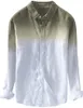 Mens Tie Dye Cotton Linen Shirts Lapel Shirt Lång ärm Löst män Skjorta Button Up Beach Yoga Top