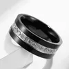 Bröllopsringar högkvalitativ manlig punk vintage svart rostfritt stål smycken två rader cz stenring för man womanwedding rita22