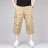 Long Length Cargo Shorts Men Summer Multi Pocket Casual Cotton Elastic Pants Military Tactical Short Breeches 5XL 220715