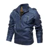 2022 neue Luxus Echtes Leder Jacke Dermis Mantel 4xl Blau Biker Jacken Herren Motorrad Stand Zipper Leder Jacke Mäntel Plu l220801