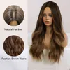 Long Wavy Brown Synthetic Wigs Ombre Middle Part Natural Hair Wig for Women Daily Party Cosplay Heat Resistant Fiber 220622