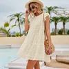 Summer Boho Casual Loose Dot Mini Dres Fashion Ruffles Floral Sleeveless A-Line Dresses Spring White Beach sundress 220518