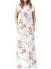 2022 Summer Maxi Floral Dress Women Long Party Dress Loose Pocket Pocket Sleeve Casual Flower Dress Robe Femme G220510