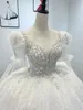 Custom Made Ball Gown Wedding Dresses Glitter Dubai Arabia Long Sleeves Beads Lace Appliqued Crystal Bridal Gowns Real Images 2022