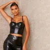 Bustiers korsetter Womens Camisole Slim Back dragkedja Sling Top Pu Leather Shaper Wide Midje Crop Bustier CorsetsBustiers
