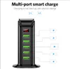 5V4A Multi-Port USB Charger adapter American Standard European Vertical Universal 5 x USB Travel Smart Digital Display Chargers 5 holes black colors