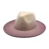 قبعات واسعة الحافة نساء شتاء فيدورا قبعة التدرج اللون المصممة بنما عتيقة الجاز الاصطناعية قبعة سوداء سوداء scot22