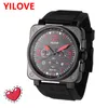 Montre carrée d'affaires atmosphérique classique, bracelet en caoutchouc, Explosion annuelle, montres haut de gamme pour hommes, mode de luxe, cadran noir, calendrier, montre-bracelet pour hommes