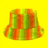 ベロットヒョウふわふわの帽子バケット女性女の子冬の屋外旅行ダイ格子縞のパナマ太い暖かいベルベットフィッシャーマンボベット