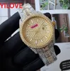 Super Edition Factory Mens Full Shinning Diamonds Watch 42 -миллиметровый календарный календарь розового золота.