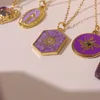 Colares pendentes Hangzhi Purple Love Heart Sun Our Lady Jewelry Colar para mulheres Oval Pentágono Natural Stones Grie