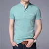 Fuybill mandarijn kraag korte mouw T-shirt Men Spring zomerstijl Top mannen merk kleding slanke cotton t-shirts 220516
