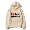 Men's Hoodies Sweatshirts I Love Moms Funny Red Heart Hoodie Women Casual printed Top Pullover s Clothing 230206