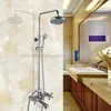 Ensembles de douche de salle de bain en laiton massif chromé 8 "robinet à tête de pluie ensemble mitigeur de baignoire avec main Kcy324Bathroom