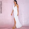 LOVELEMONADE сексуальное белое вечернее платье макси с глубоким v-образным вырезом и пайетками LM81849 220507
